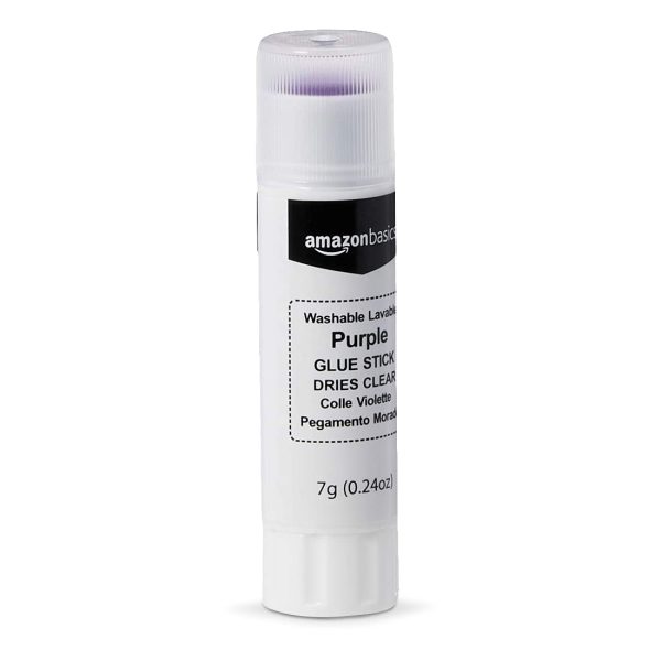 Amazon Basics Purple Washable School Glue Sticks, Dries Clear, 0.24-oz Stick, 30-Pack school account