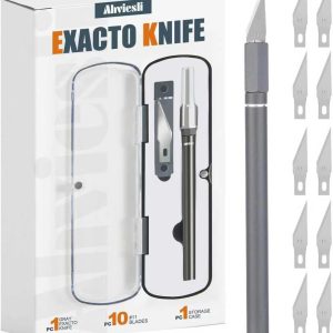 Exacto Knife Set, 12 Pcs Precision Craft Knife Kit with Aluminum Handle (Preloaded Blade), 10 Sharp #11 Hobby Knife Blades, Storage Case – for Paper, Foam, Plastic, Leather, Wood precision medicine