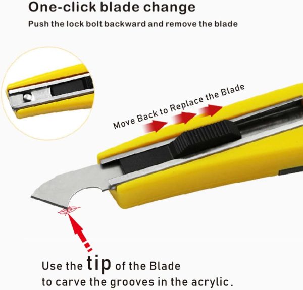 Professional Acrylic Plexiglass Sheet Cutter Scoring Knife Tool,With a Curved Handle,It Is More Convenient To Use.One handle,11 blades.(Yellow) cutter github