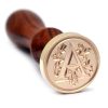 Medieval Brass Alphabet Wax Seal Stamp with Wooden Handle - Letter A sealos