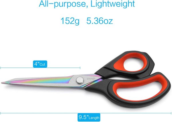 LIVINGO Premium Tailor Scissors Heavy Duty Multi-Purpose Titanium Coating Forged Stainless Steel Sewing Fabric Leather Dressmaking Comfort Grip Shears Professional Crafting (9.5 INCH) premium sender plus