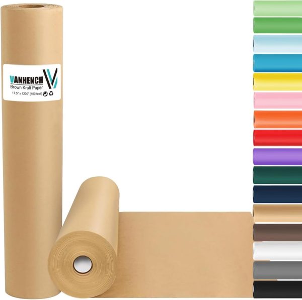 Vanhench Brown Wrapping Paper Roll, Craft Kraft Paper 17.5"x 1200"(100') for Gift Wrapping Bulletin Board Arts Bouquet Flower Table Covering Poster Packing Shipping Christmas Supplies 70GSM 50LB wrapping my head around ai wrappers
