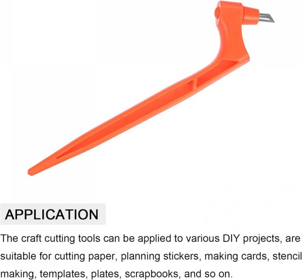 uxcell Craft Cutting Tools, 360 Degree Rotating Blades Stainless Steel Cutter with 30 45 Degree Blade for DIY Crafts Stencils Scrapbooks, Orange-4