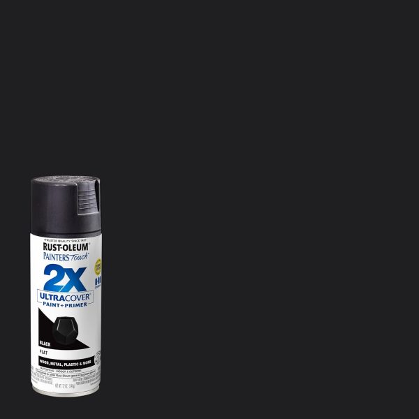 Rust-Oleum 334020 Painter's Touch 2X Ultra Cover Spray Paint, 12 oz, Flat Black 334020 painter s