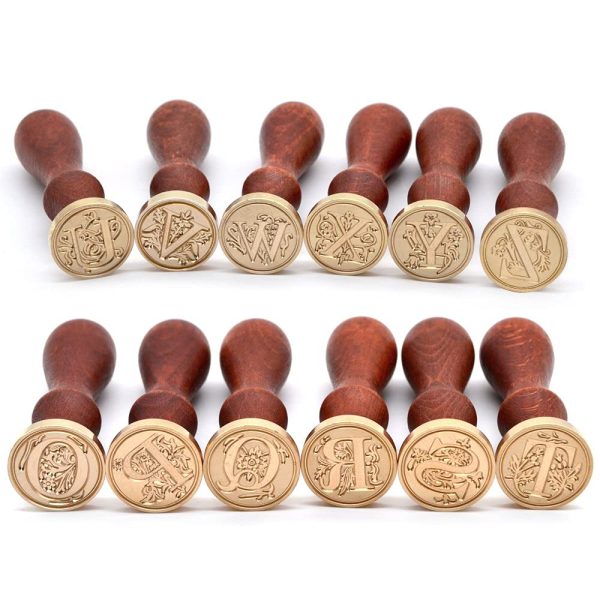 Medieval Traditional Initial Alphabet Wax Seal Stamp, Brass Head Wooden Handle, for Thanksgiving Card/Envelope/Gift Wrap/Wedding Engagement Party Invitation - Letter A-4