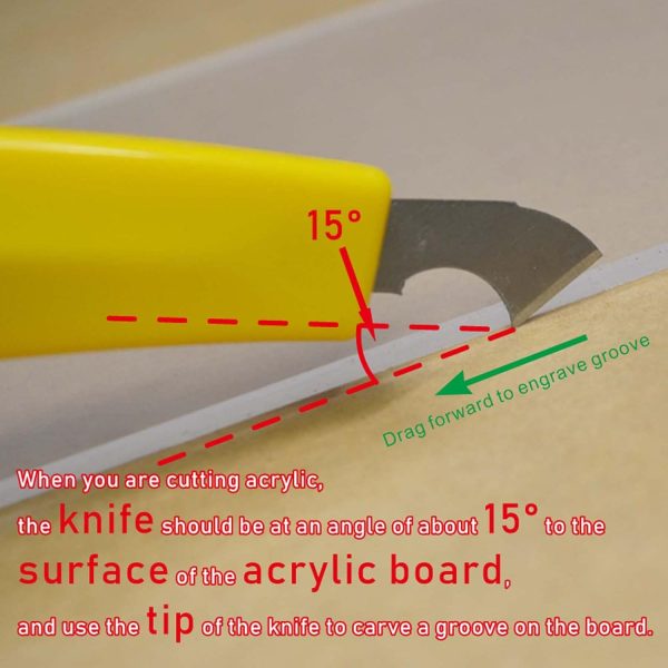 Professional Acrylic Plexiglass Sheet Cutter Scoring Knife Tool,With a Curved Handle,It Is More Convenient To Use.One handle,11 blades.(Yellow)-4