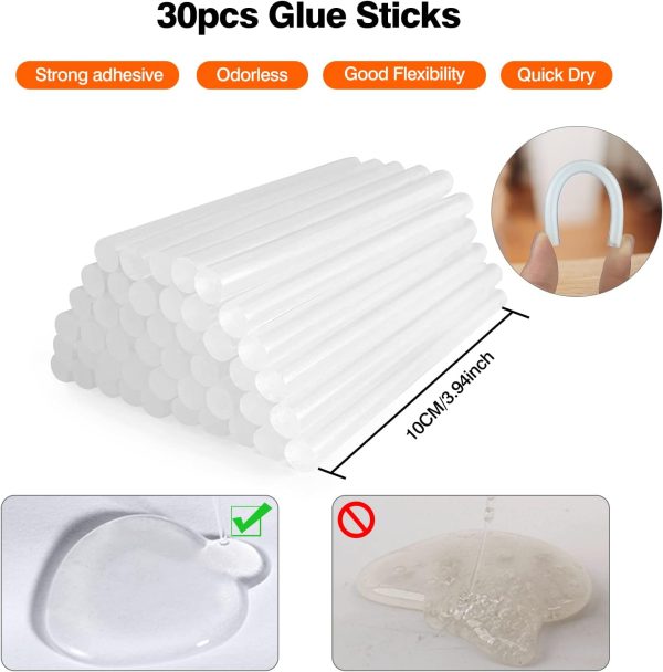 Mini Hot Glue Gun Kit with 30 Glue Sticks - Fast Preheating Hot Melt Gun, High Temp for School Crafts DIY Arts and Quick Home Repairs(White)-4