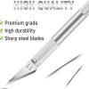 10 Pack Hobby Knife Set, Stainless Steel Craft Knife Kit for Pumpkin Carving, DIY, Art, Cutting, Stencil-3