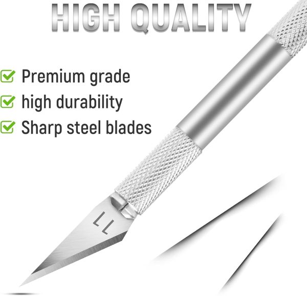 10 Pack Hobby Knife Set, Stainless Steel Craft Knife Kit for Pumpkin Carving, DIY, Art, Cutting, Stencil-3