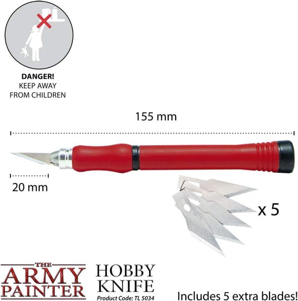 The Army Painter Hobby Knife - Stainless Steel Craft Knife with Soft Grip and 5 Extra Precision Blades - Craft Knife Set, Art Knife & Mouldline Remover for Metal and Plastic Miniatures painterland sisters