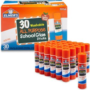 Elmer's All Purpose School Glue Sticks, Acid-Free and Washable, Clear, 7 Grams, 30 Count - Craft Projects, Poster, Vision Board, Classroom Supplies, #1 Teacher Brand school cash online