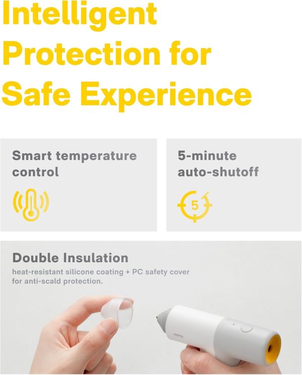HOTO Cordless Hot Glue Gun, Minimalist Style, 30s Heating Fast, Smart Power-off, Compact Size, Intelligent Temperature Control, USB-C Rechargeable,10 Glue Sticks for Crafts, DIY Arts, Home Repairs-3