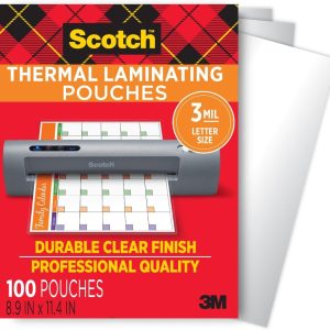 Scotch Thermal Laminating Pouches, for Use with Thermal Laminators, 8.9 x 11.4 Inches, Letter Size Sheets, 100-Pack pouches labels and more ltd