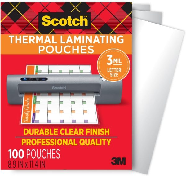 Scotch Thermal Laminating Pouches, for Use with Thermal Laminators, 8.9 x 11.4 Inches, Letter Size Sheets, 100-Pack pouches labels and more ltd