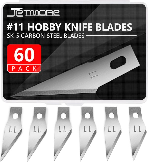 60 Pack Exacto Knife Blades 11, Craft Knife Blades Replacement, Exacto Blade 11, Hobby Knife Blade Refills for Art, Craft, Scrapbooking, Cutting, Carving knife out 3