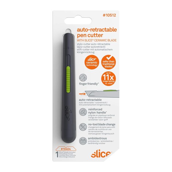 Slice 10512 Pen Cutter, Auto-Retractable Ceramic Blade, Safety Knife, Stays Sharp up to 11x Longer Than Steel Blades-4