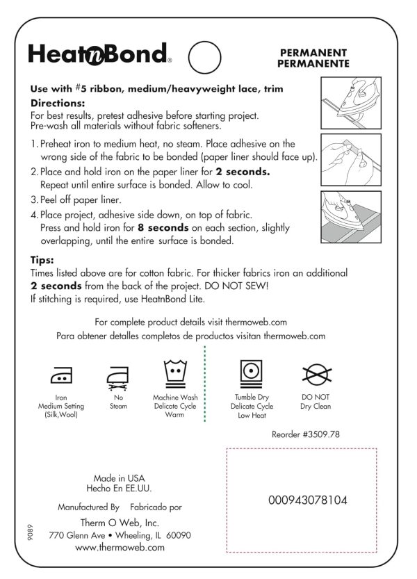 HeatnBond UltraHold Iron-On Adhesive, 7/8 Inch x 10 Yards-4