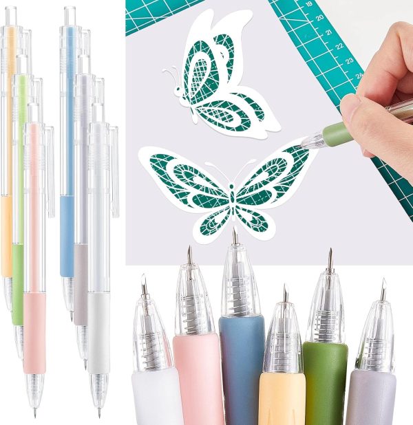 6 Pieces Art Cutting Tools Knife Pen Craft Paper Cutter Pen Carving Tools for DIY Kit Scrapbooking Drawing and Crafting Utility Precision Paper Cutting Tool craft of exile