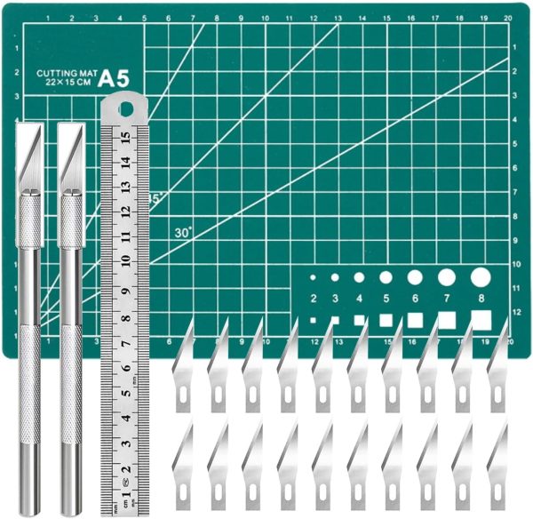 Craft Knife Precision Hobby Knife Kit with 2 Exacto Knife and 20 PCS Exacto Blades for DIY Art Work Cutting, Hobby, Scrapbooking, Stencil (Green) precision recall