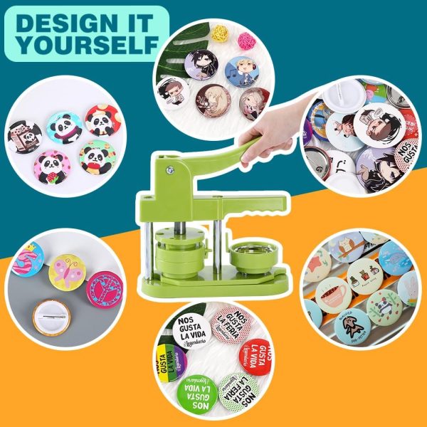 Button Maker Machine 58mm - (3rd Gen) Installation-Free 58mm(2.25in) DIY Pin Badge Button Maker Press Machine Badge Punch Press with Free 100pcs Button Parts&Pictures&Circle Cutter&Magic Book-4