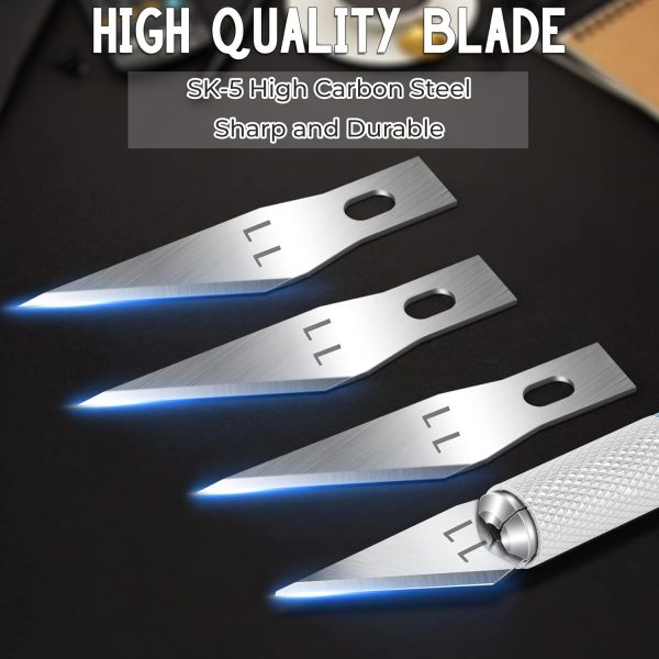 Jetmore 100 Pack Exacto Knife Blades, Hobby & Craft Knife Replacement Blades with Storage Box for Scrapbooking, Caving & Stencil exact path