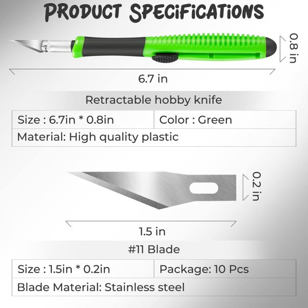 Exacto Knife, 1 Pack Craft Knife with Extra 10 Pcs High Carbon Steel Blades, Sharp Hobby Knives for Crafting, Precision, Exacting for Home and Studio Use exact value