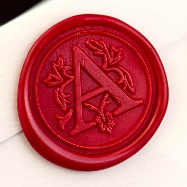 Medieval Brass Alphabet Wax Seal Stamp with Wooden Handle - Letter A brasserie