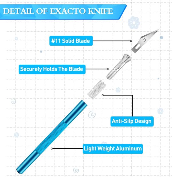 Exacto Knife, 3 Exacto Knives with 30 Exacto Blades #11, Craft Knife, Hobby Knife, Precision Knife, Exacto Knife Set for Crafts, Arts, Modeling, Scrapbooking (Purple-Blue-Black) withdraw