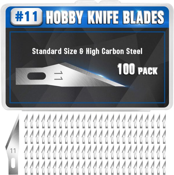 DIYSELF 100 PCS Exacto Knife Blades, SK5 Carbon Steel #11 Exacto Blades Refill Craft Art Knife Replacement Blade with Storage Case for Craft, Hobby, Scrapbooking, Stencil diyself utility knife blades