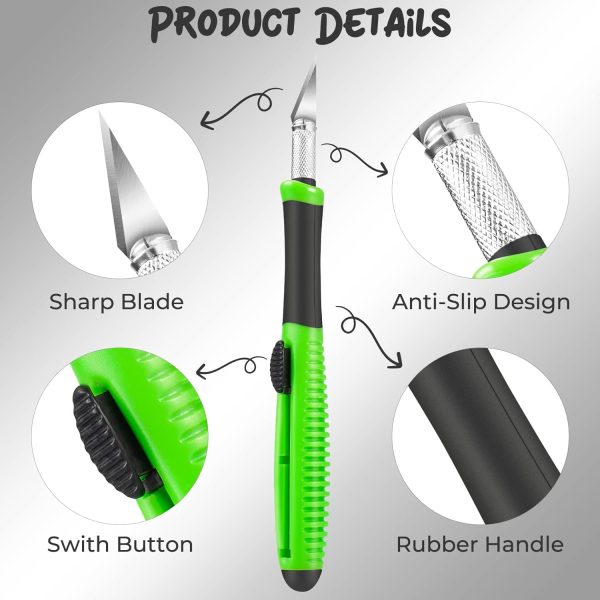 Exacto Knife, 1 Pack Craft Knife with Extra 10 Pcs High Carbon Steel Blades, Sharp Hobby Knives for Crafting, Precision, Exacting for Home and Studio Use typical