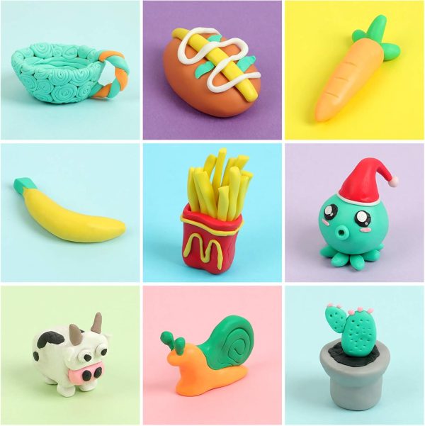 Polymer Clay 50 Colors, Modeling Clay for Kids DIY Starter Kits, Oven Baked Model Clay, Non-Sticky Molding Clay with Sculpting Tools, Gift for Children and Artists (50 Colors) colors