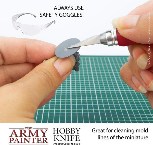 The Army Painter Hobby Knife - Stainless Steel Craft Knife with Soft Grip and 5 Extra Precision Blades - Craft Knife Set, Art Knife & Mouldline Remover for Metal and Plastic Miniatures knife pleat