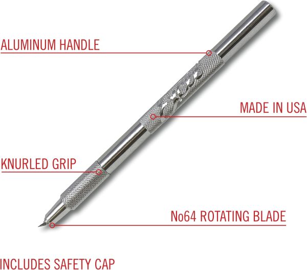 Excel Blades K4 Swivel Craft Knife with #64 Rotating Blade – Precision Hobby Knife for Carving & Crafting Supplies Precision Cutting Tool – Lightweight Aluminum Handle – Made in the USA-2
