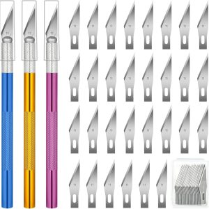 3 PCS Exacto Knife, Hobby Knife, Craft Knives with 30 PCS Spare Exacto Knife Blades(#11),Profession Craft Knifes for Crafts, Arts, Modeling, Scrapbooking, Stencil By XEKIGU, AK0103 setapp