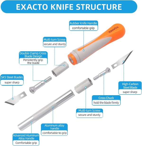 16-Piece Exacto Knife Set: 3 Hobby Knives &13 Industrial-Grade SK5 Steel Blades - Professional Craft Knife Set for DIY, Leather Craft, Pumpkin settlement