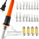Honoson 22 Pieces Electric Hot Knife Cutter Tool Kit Include Heated Knife Plastic Cutter With Multipurpose 16 Blades 4 Blade Holders Metal Stand For Soft Thin Plastic Foam Stencils(Orange) 22-piece t handle socket and bit set
