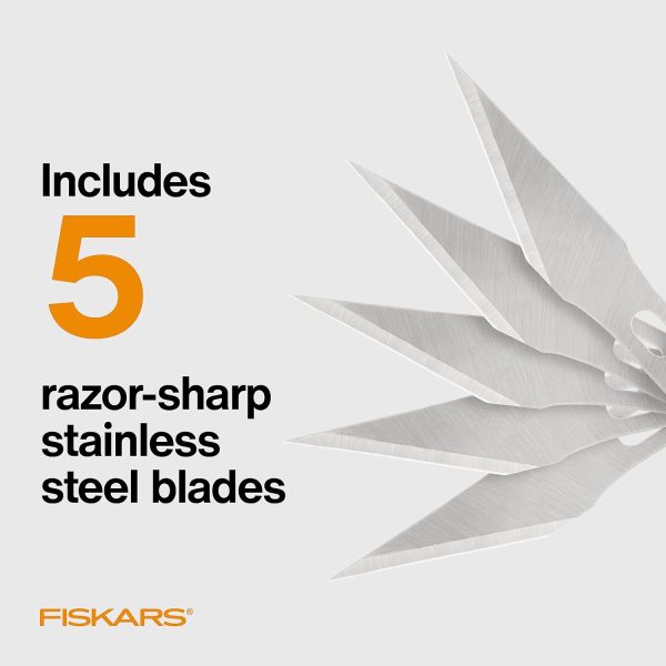Fiskars Standard Blades for Precise Starts and Slicing Lightweight Materials, 360 Swivel Blade for Curves and Tight Patterns, No.11, 5 Pack blades