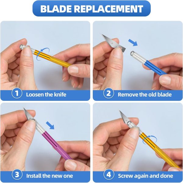 3 PCS Exacto Knife, Hobby Knife, Craft Knives with 30 PCS Spare Exacto Knife Blades(#11),Profession Craft Knifes for Crafts, Arts, Modeling, Scrapbooking, Stencil By XEKIGU, AK0103 3-piece wedge set