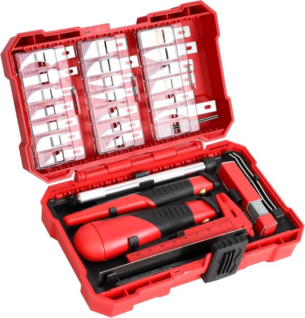 FASTPRO 40-Piece Precision Hobby Knife Set, 3pcs Craft Knives with 33pcs Blades, Exacto Knife Set Included Tweezers, Grindstone, Steel Ruler, Vernier Caliper and Storage Case precision and accuracy