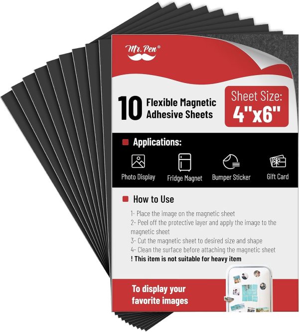Mr. Pen Adhesive Magnetic Sheets, 4x6 Inch, 10 Pack, Flexible Cuttable Magnets magnetic field