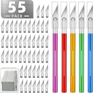 55 Pack Exacto Knife, Hobby Knife Set with 5 Craft Knives and 50 Precision Knife Blades(#11) for Art,Scrapbooking,Carving, DIY, Cutting, Stenciling by EGYPAMID seth macfarlane