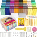 Polymer Clay 50 Colors, Modeling Clay for Kids DIY Starter Kits, Oven Baked Model Clay, Non-Sticky Molding Clay with Sculpting Tools, Gift for Children and Artists (50 Colors) polymer composites