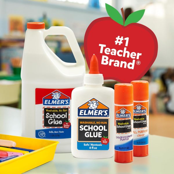 Elmer's Disappearing Purple School Glue Sticks, Washable, 6 Grams, 12 Count - Poster, Vision Board, Back to School, #1 Teacher Brand elmer holmes bobst library