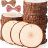 Fuyit Natural Wood Slices, 30 Pcs 3.5-4 Inch Unfinished Predrilled Wooden Circles Tree Slice with Hole & Barks for DIY Arts Craft Christmas Ornaments natural