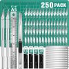 DIYSELF 250 Pcs Exacto Knife, Craft Knife, Hobby Knife, Precision Knife, Exacto Knife for Crafts, Modeling, Scrapbooking, 2 Exacto Knives with Extra 235 Exacto Blades (#11#10#16#17) diyself scraper