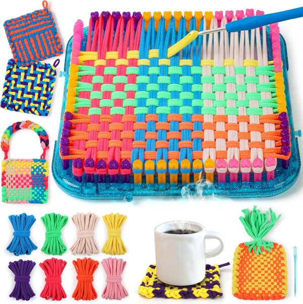IQKidz Weaving Loom Kit Toys, DIY Arts and Crafts for Kids and Adults, Ideal Gifts for Girls Ages 5 6 7 8-12 13, Easy Potholder Loom Knitting Activity for Beginners, 224 Craft Loops weaving loom