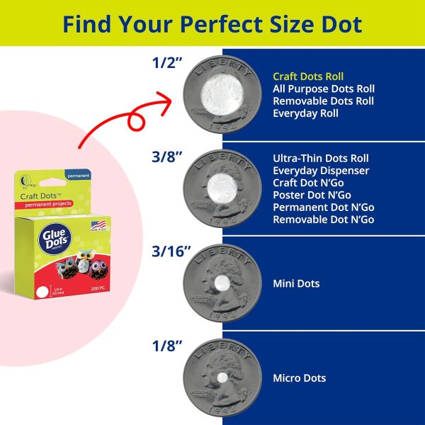 Glue Dots, Craft Dots, Double-Sided, 1/2", .5 Inch, 200 Dots, DIY Craft Glue Tape, Sticky Adhesive Glue Points, Liquid Hot Glue Alternative, Clear-4