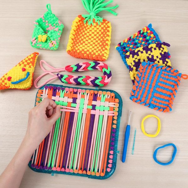 IQKidz Weaving Loom Kit Toys, DIY Arts and Crafts for Kids and Adults, Ideal Gifts for Girls Ages 5 6 7 8-12 13, Easy Potholder Loom Knitting Activity for Beginners, 224 Craft Loops kit