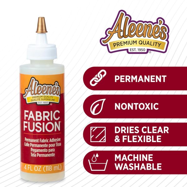 Aleene's Fabric Fusion Glue 4 oz - Permanent, Washable Fabric Adhesive aleene s original tacky glue