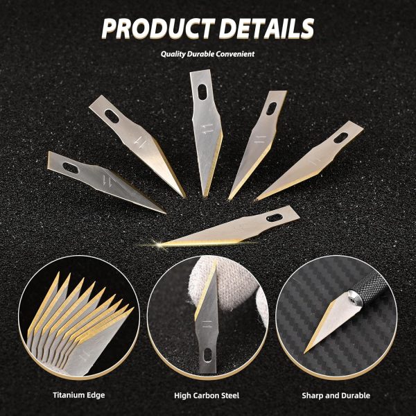 EHDIS Precision Craft Hobby Knife Blades # 11 Titanium Coated Blade Refill Hobby Art Blades Cutting Tool with Storage Case for Craft, Hobby, Scrapbooking, Stencil-20 Pack (Pack of 20) hobby town